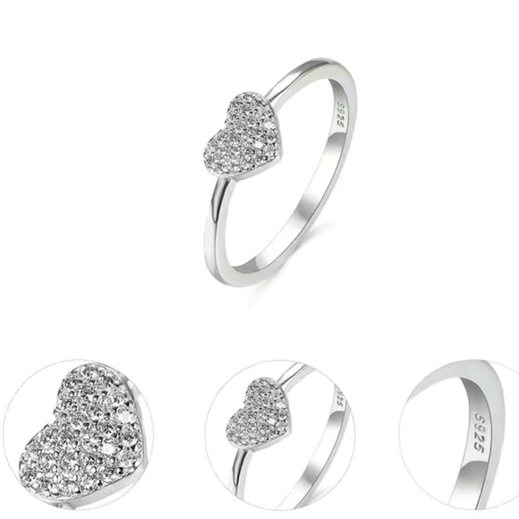 NWT💍 ZIRCON HEART 925 STAMPED SILVER PROMISE FRIENDSHIP ENGAGEMENT RING Size 6 - Picture 5 of 8